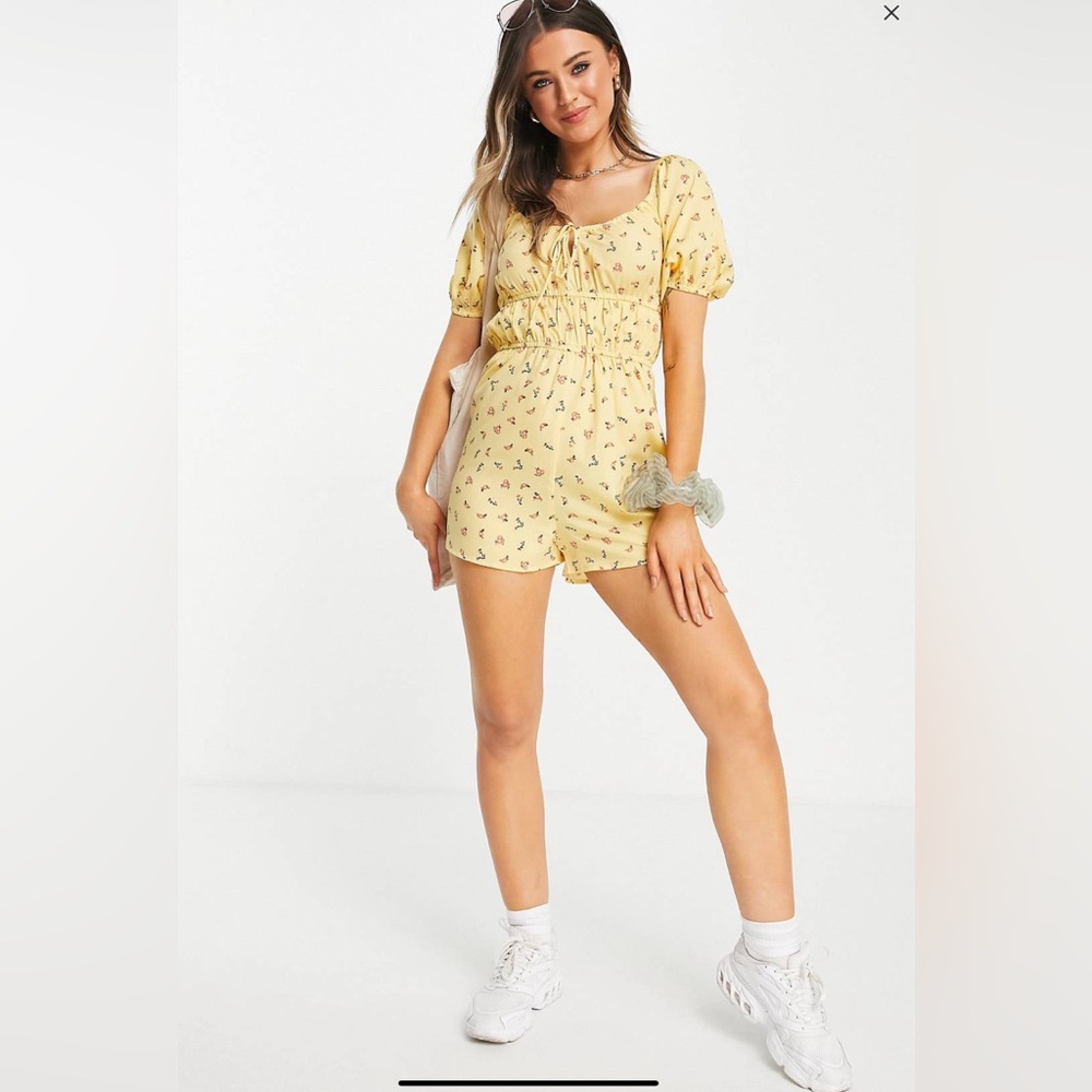 Influence Yellow Ruffle Romper size M/10 by asos